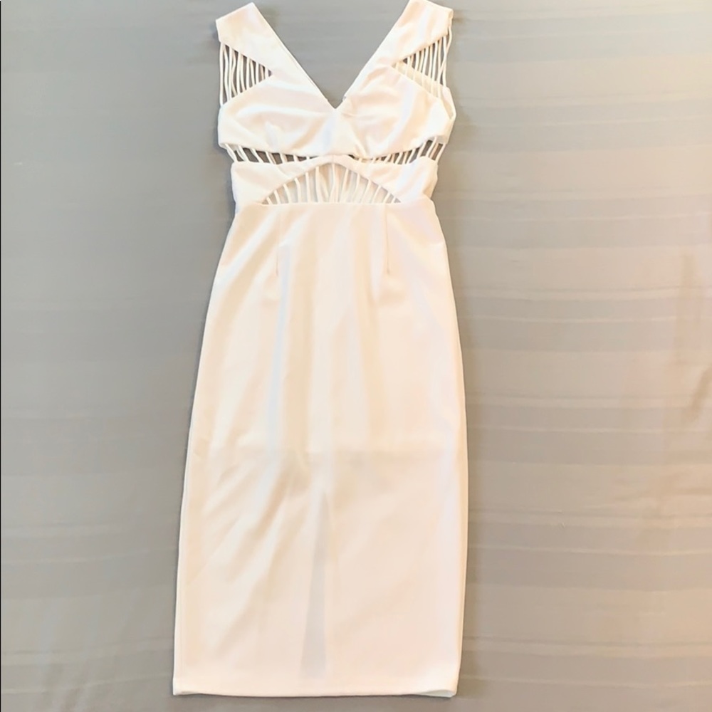 Dance & Marvel White Dress with Cage, Size Small